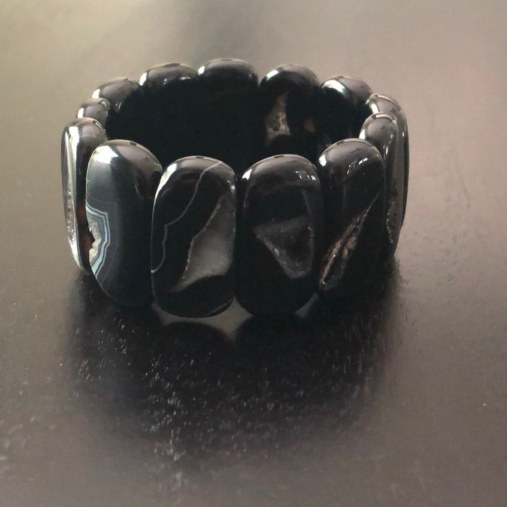 Agate Geode Bangle Stretch Bracelet - image 2